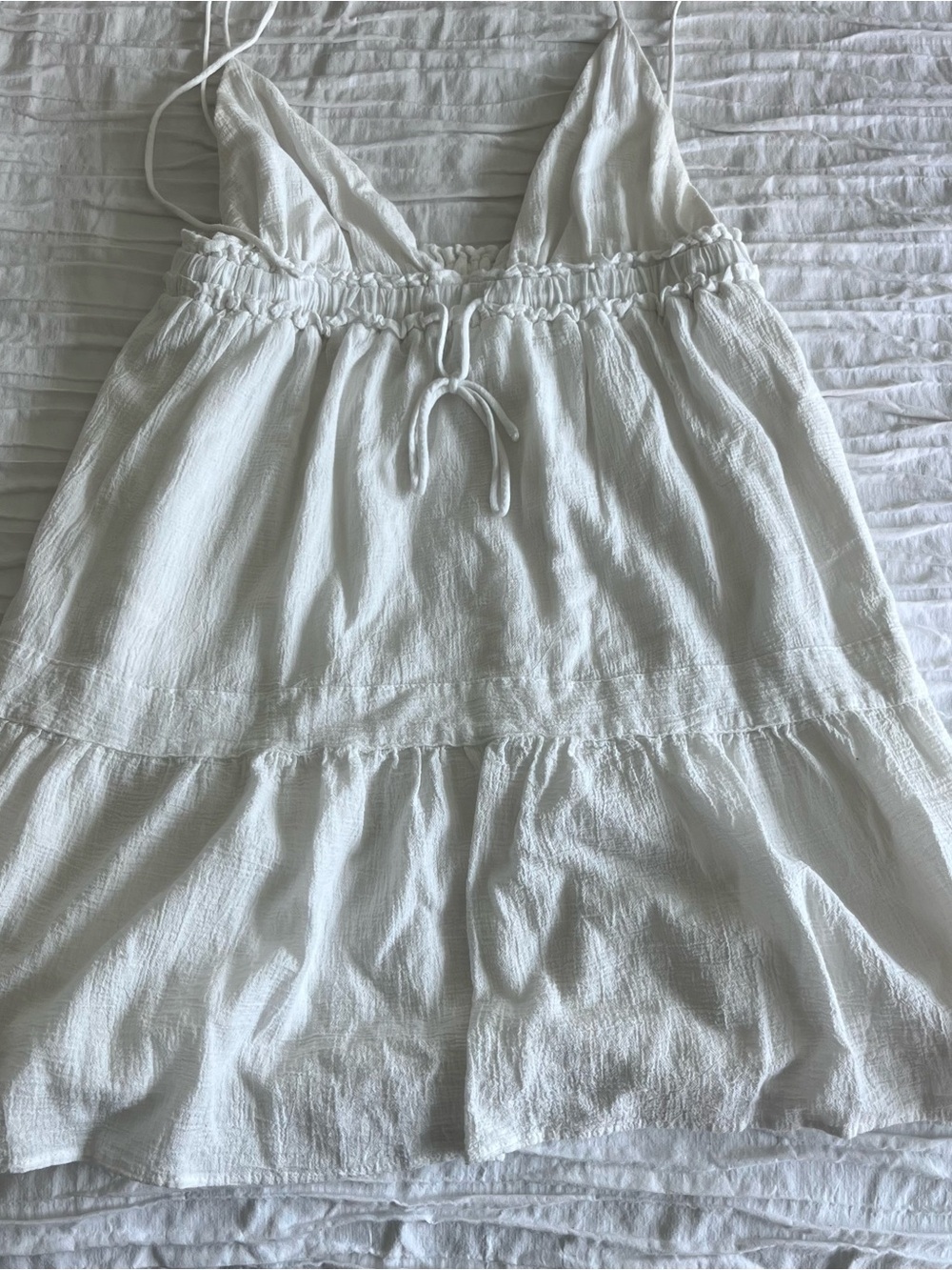Princess Polly White Ruffle-Trim Spaghetti Strap Dress